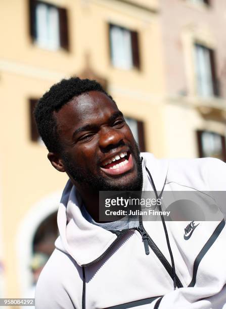 Frances Tiafoe of USA visits the Spanish Steps during day one of the Internazionali BNL d'Italia 2018 tennis at Foro Italico on May 13, 2018 in Rome,...
