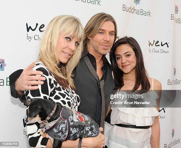 Guest, celebrity hairstylist Chaz Dean and actress Camille Guaty attend the Buddha Bark Celebrity and Canine Style Lounge Debut on January 15, 2010...