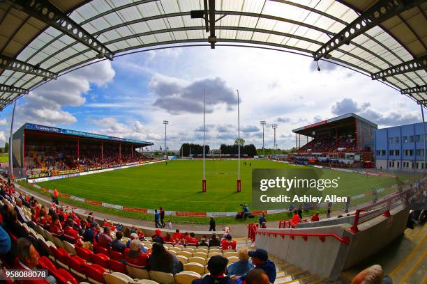 Fans enjoy the spring sunshine during round six of the Ladbrokes Challenge Cup at KCOM Craven Park on May 13, 2018 in Hull, England.