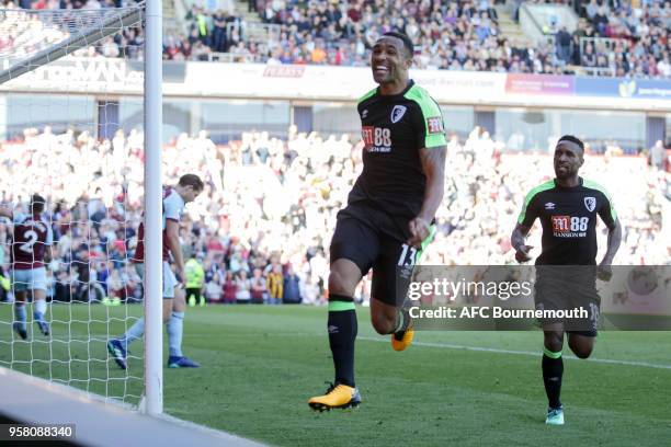 Callum Wilson of Bournemouth celebrates his winning goal to make it 2-1 during the Premier League match between Burnley and AFC Bournemouth at Turf...