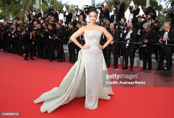 Actress Aishwarya Rai attends the screening of "Sink Or Swim " during the 71st annual Cannes Film Festival at Palais des Festivals on May 13, 2018 in...
