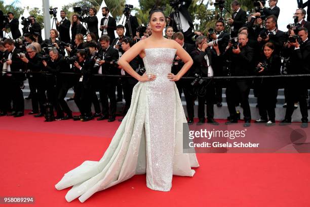 Actress Aishwarya Rai attends the screening of "Sink Or Swim " during the 71st annual Cannes Film Festival at Palais des Festivals on May 13, 2018 in...