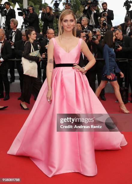 Chiara Ferragni attends the screening of "Sink Or Swim " during the 71st annual Cannes Film Festival at Palais des Festivals on May 13, 2018 in...