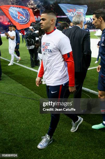 Hatem Ben Arfa of PSG during the tribute for Thiago Motta for his last match before the Ligue 1 match between Paris Saint-Germain and Stade Rennais...