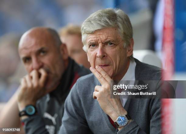 Arsenal manager Arsene Wenger during the Premier League match between Huddersfield Town and Arsenal at John Smith's Stadium on May 13, 2018 in...