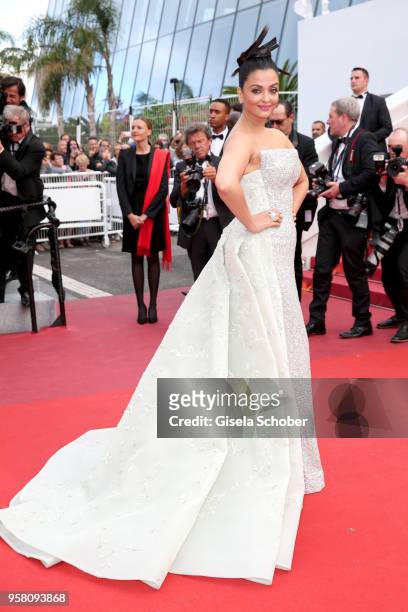 Aishwarya Rai attends the screening of "Sink Or Swim " during the 71st annual Cannes Film Festival at Palais des Festivals on May 13, 2018 in Cannes,...