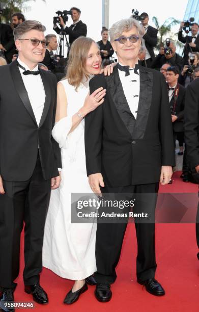 Writer David Rosier, Donata Wenders and director Wim Wenders attend the "Pope Francis - A Man Of His Word" screening before the red carpet screening...