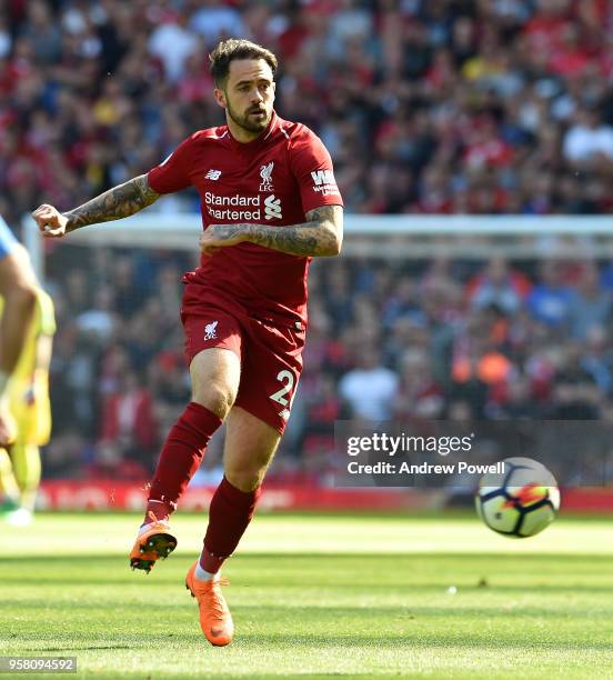 Danny Ings of Liverpool during the Premier League match between Liverpool and Brighton and Hove Albion at Anfield on May 13, 2018 in Liverpool,...