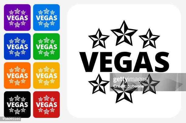 vegas icon square button set - vegas stock illustrations