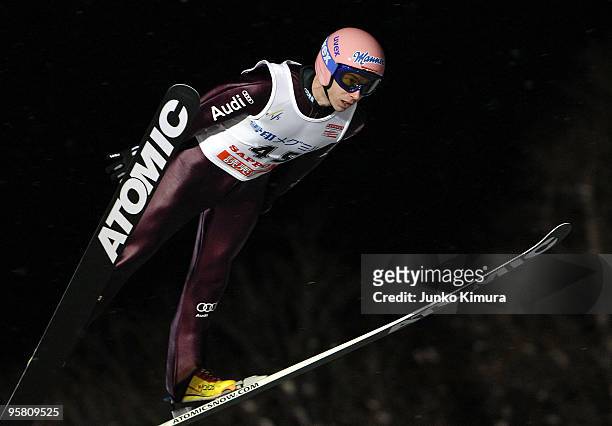 Michael Nuemayer of Germany competes in the FIS Ski Jumping World Cup Sapporo 2010 at Okurayama Jump Stadium on January 16, 2010 in Sapporo, Japan.