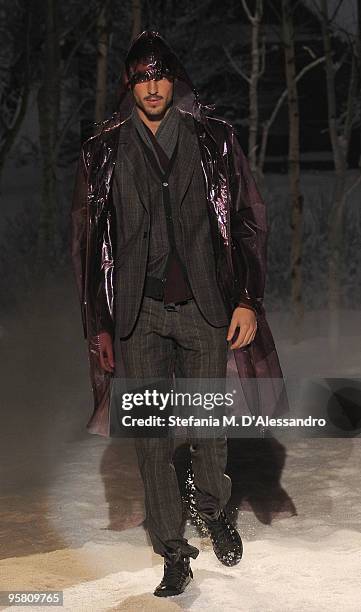 Model walks the runway during the Carlo Pignatelli Outside Milan Menswear Autumn/Winter 2010 show on January 16, 2010 in Milan, Italy.