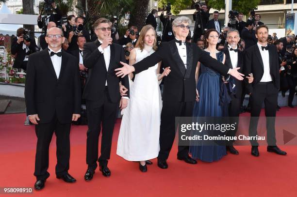 Alessandro Lo Monaco, Andrea Gambetta, writer David Rosier, Donata Wenders, director Wim Wenders and Ignazio Oliva attend the "Pope Francis - A Man...