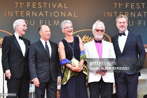 Actor Keir Dullea, a guest, Katharina Kubrick, daughter of British director Stanley Kubrick, German-US producer Jan Harlan and British director...