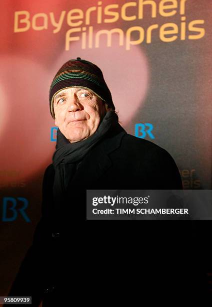 Swiss actor Bruno Ganz poses on the red carpet prior to the awards ceremony of the Bavarian Film Prize on January 15, 2010 at the...