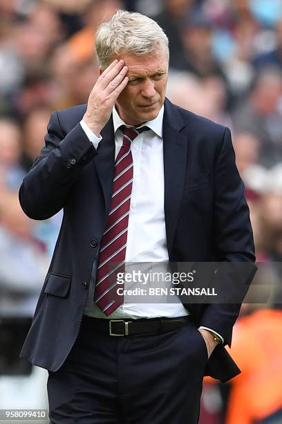 West Ham United's Scottish manager David Moyes gestures on the touchline during the English Premier League football match between West Ham United and...