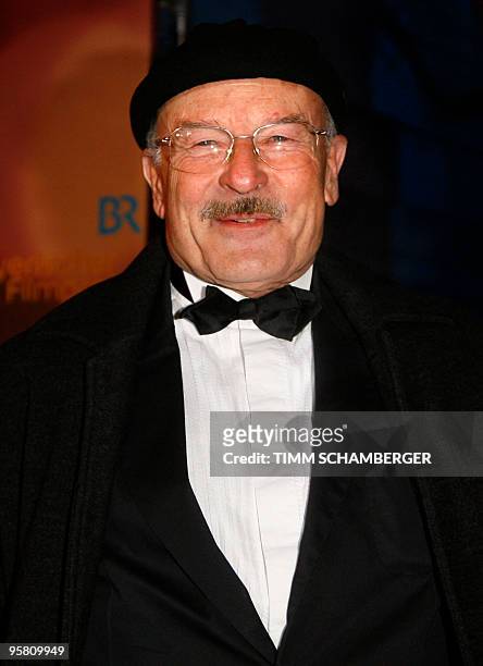 German director Volker Schloendorff poses on the red carpet prior to the awards ceremony of the Bavarian Film Prize on January 15, 2010 at the...