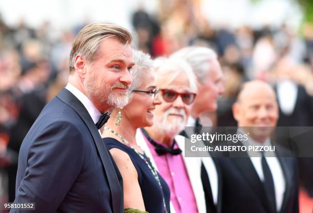 British director Christopher Nolan, Katharina Kubrick, daughter of British director Stanley Kubrick, guest, German-US producer Jan Harlan and US...