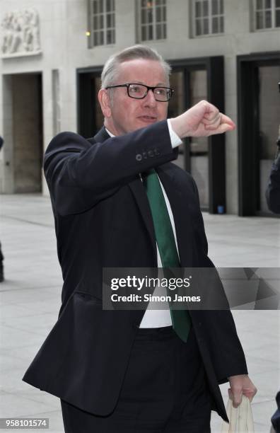 Michael Gove MP seen at the BBC studios on May 13, 2018 in London, England.