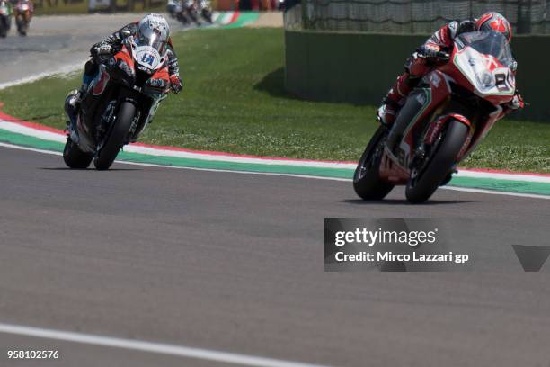 Jordi Torres of Spain and MV Augusta Reparto Corse leads the field during the Superbike race 2 during 2018 Superbikes Italian Round on May 13, 2018...