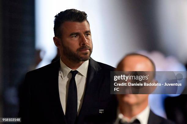 Andrea Barzagli of Juventus arrives at the Stadium before the serie A match between AS Roma and Juventus at Stadio Olimpico on May 13, 2018 in Rome,...