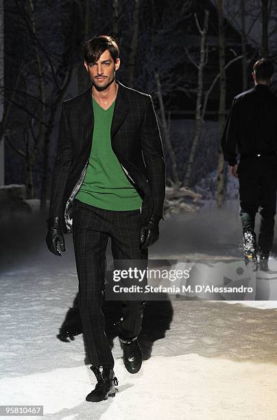 Model walks the runway during the Carlo Pignatelli Outside Milan Menswear Autumn/Winter 2010 show on January 16, 2010 in Milan, Italy.