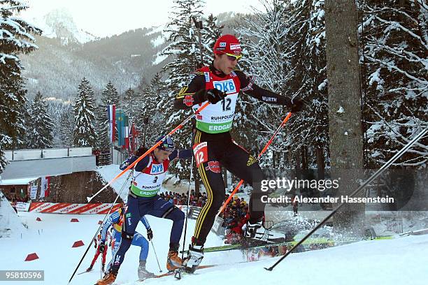 Arnd Pfeiffer of Germany competes during the Men's Mass Start in the e.on Ruhrgas IBU Biathlon World Cup on January 16, 2010 in Ruhpolding, Germany.