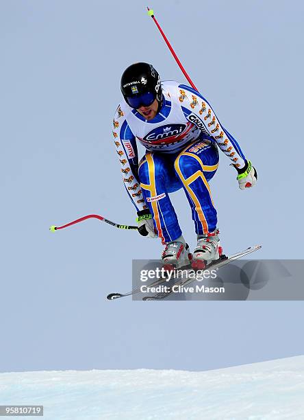 Hans Olsson of Sweden in action during the FIS World Cup Downhill event on January 16, 2010 in Wengen, Switzerland.
