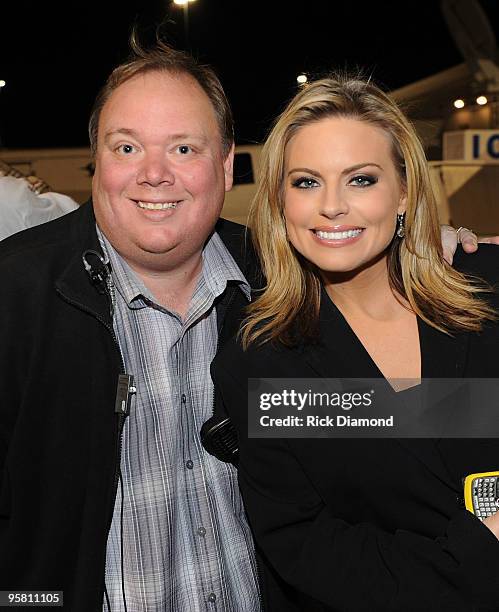 Kirt Webster, Webster PR and Courtney Friel, Fox News reporter backstage at the Country Crossing Grand Opening Kick-Off Celebration at Country...