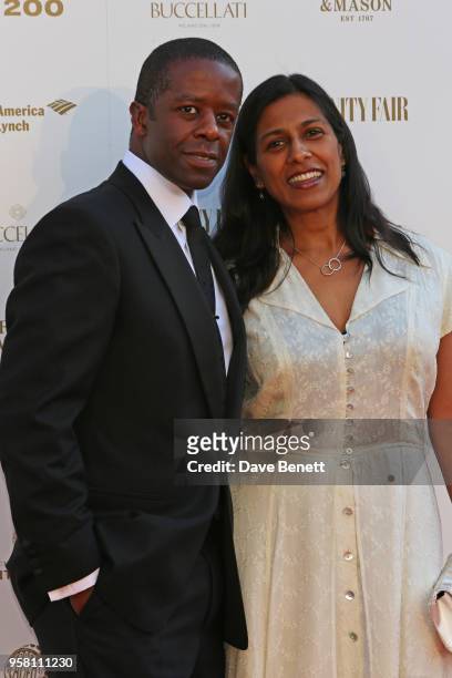 Adrian Lester and Lolita Chakrabarti attend The Old Vic Bicentenary Ball to celebrate the theatre's 200th birthday at The Old Vic Theatre on May 13,...
