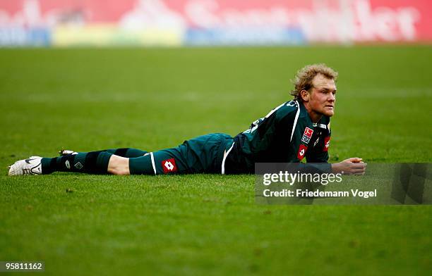 Tobias Levels of Moenchengladbach reacts after the second goal of Bochum during during the Bundesliga match between Borussia Moenchengladbach and VfL...