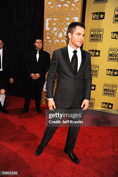 Actor Chris Pine arrives at the 15th Annual Critics' Choice Movie Awards held at the Hollywood Palladium on January 15, 2010 in Hollywood, California.