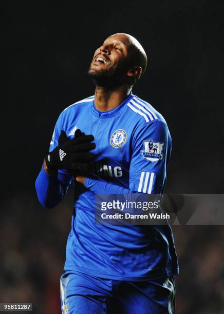 Nicolas Anelka of Chelsea celebrates scoring his sides sixth goal during the Barclays Premier League match between Chelsea and Sunderland at Stamford...