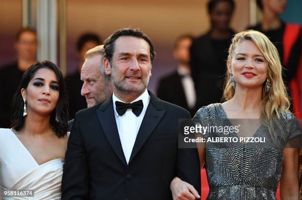 French actress Leila Bekhti, Belgian actor Benoit Poelvoorde, French director Gilles Lellouche and Belgian actress Virginie Efira pose as they arrive...