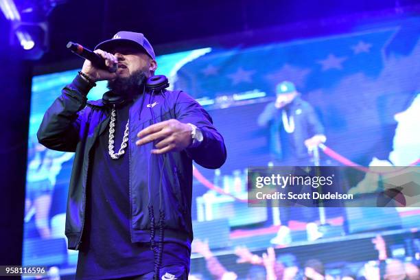 Rapper Ty Dolla Sign performs onstage during the Power 106 Powerhouse festival at Glen Helen Amphitheatre on May 12, 2018 in San Bernardino,...