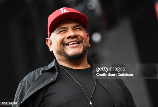 Radio personality J Cruz attends the Power 106 Powerhouse festival at Glen Helen Amphitheatre on May 12, 2018 in San Bernardino, California.