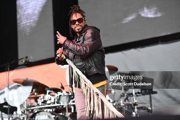 Singer Miguel performs onstage during the Power 106 Powerhouse festival at Glen Helen Amphitheatre on May 12, 2018 in San Bernardino, California.