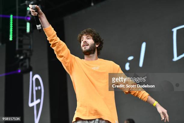 Rapper Lil Dicky performs onstage during the Power 106 Powerhouse festival at Glen Helen Amphitheatre on May 12, 2018 in San Bernardino, California.