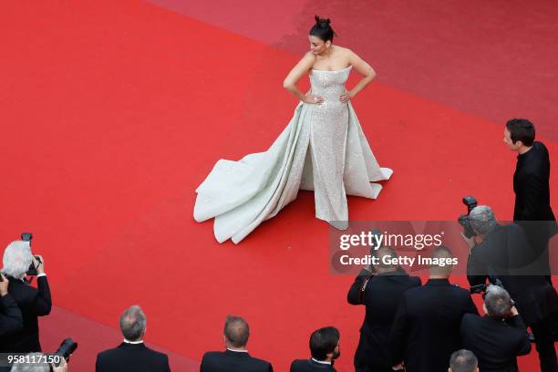 Aishwarya Rai attends the screening of "Sink Or Swim " during the 71st annual Cannes Film Festival at Palais des Festivals on May 13, 2018 in Cannes,...