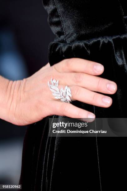 Actress Ludivine Sagnier, fashion detail, attends the screening of "Sink Or Swim " during the 71st annual Cannes Film Festival at Palais des...