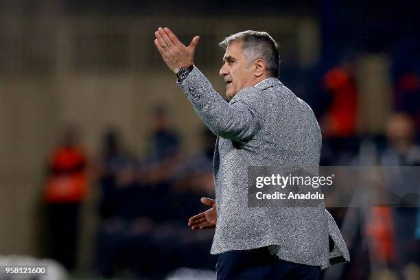 Head coach of Besiktas Senol Gunes gestures during Turkish Super Lig match between Osmanlispor and Besiktas at Yenikent Osmanli Stadium in Ankara,...