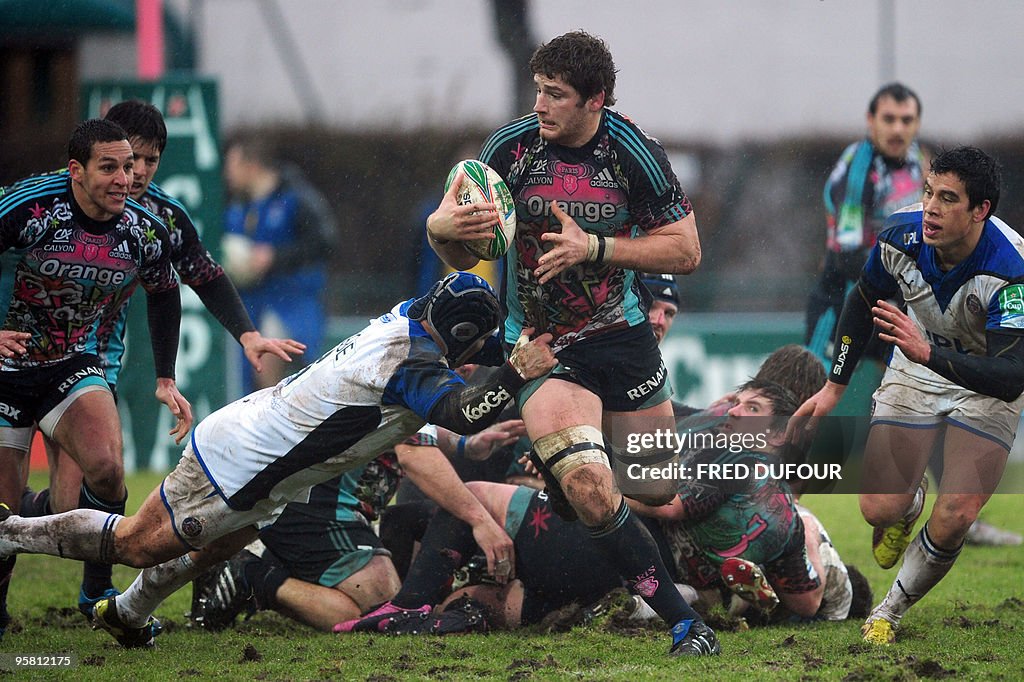 Paris' Stade Francais' Pascal Pape tries