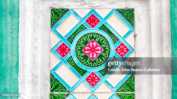 singapore, tile pattern - peranakan culture stock pictures, royalty-free photos & images