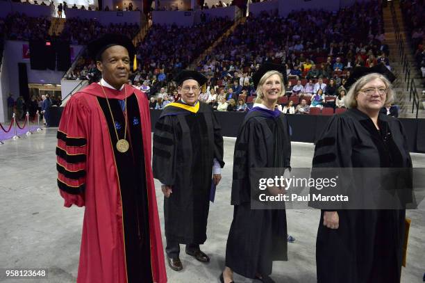 Emerson COllege President Lee Pelton at the Emerson College Undergaraduate Commencement Ceremony at Agganis Arena at Boston University on May 13,...