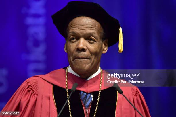 Emerson College President Lee Pelton at the Emerson College Undergaraduate Commencement Ceremony at Agganis Arena at Boston University on May 13,...