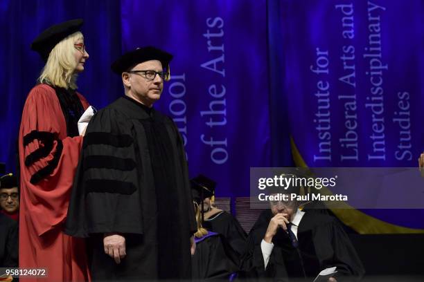 Author Tom Perrotta received an Honorary Doctor of Humane Letters degree at the Emerson College Undergaraduate Commencement Ceremony at Agganis Arena...