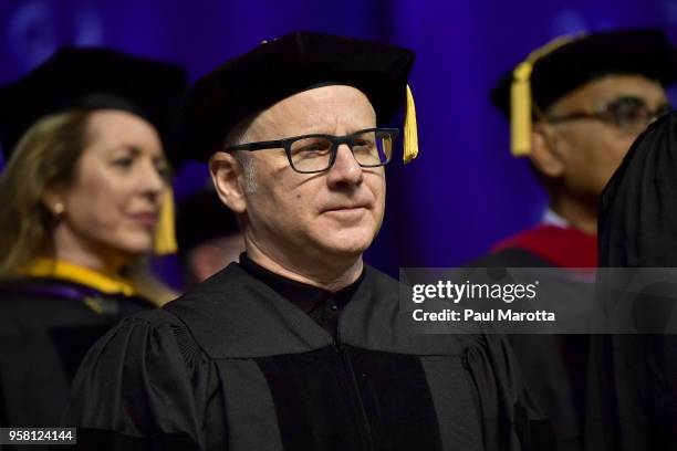 Author Tom Perrotta received an Honorary Doctor of Humane Letters degree at the Emerson College Undergaraduate Commencement Ceremony at Agganis Arena...