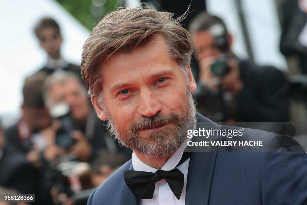 Danish actor Nikolaj Coster-Waldau poses as he arrives on May 13, 2018 for the screening of a remastered version of the film "2001: A Space Odyssey"...