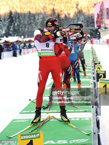 Dominik Landertinger of Austria competes during the men's mass in the e.on Ruhrgas IBU Biathlon World Cup on January 16, 2010 in Ruhpolding, Germany.