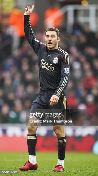 Fabio Aurelio of Liverpool in action during the Barclays Premier League match between Stoke City and Liverpool at the Britannia Stadium on January...