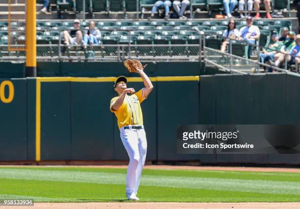Oakland Athletics First base Matt Olson catches an in-field fly ball during the game between the Houston Astros vs Oakland Athletics on Wednesday,...
